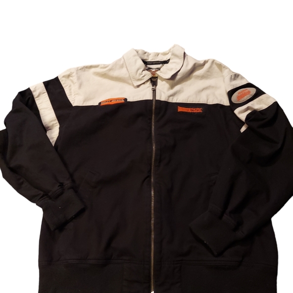 Harley-Davidson Mens Vintage Mechanix Jacket Black Patches Logo Size L LOOK! - Picture 7 of 8